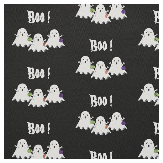 Drei Cartoon Little Ghost Black Fabric Stoff (Muster)
