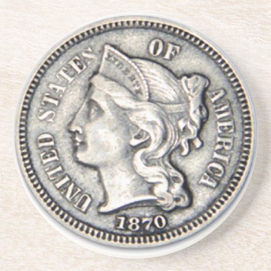 Drei Cent-Stück-Geldküstenmotorschiff Sandstein Untersetzer (Vorne)