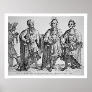 Drei Cherokee Chiefs, 1762 (Gravur) Poster