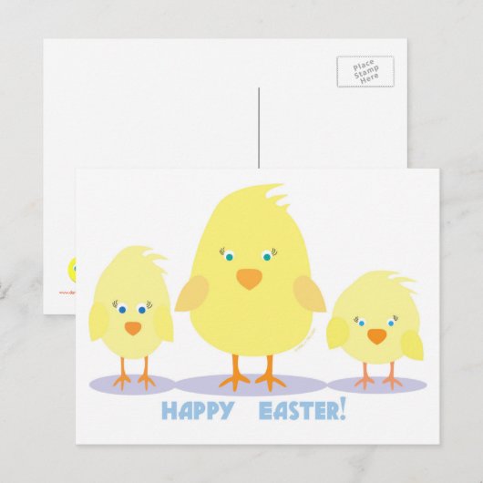Drei Chicks Postkarte (Vorne/Hinten)