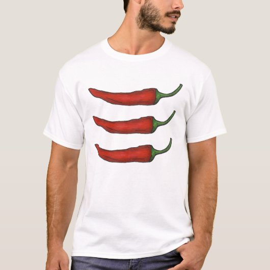Drei Chilen heißer, würziger Roter Chili Pfeffer G T-Shirt (Vorderseite)