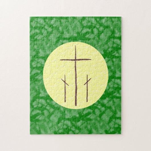 Drei Christliche Kreuze auf Gelb Puzzle (Vertikal)