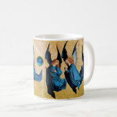 DREI CHRISTMAS ANGELN IN BLAU / Saphir Gemstone Kaffeetasse (VorderseiteRechts)