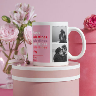 Drei Collage Foto   Farbenfrohe Valentingeschenke Tasse