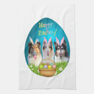 Drei Collie Bunny Geschirrtuch