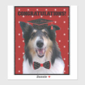 Drei Collies mit Abschlussmütze Aufkleber (Blatt)