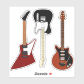 Drei coole Gitarren Aufkleber (Blatt)
