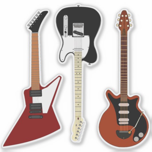 Drei coole Gitarren Aufkleber (Vorderseite)