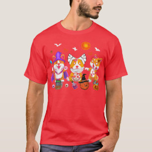 Drei Corgi Hunde Hexe Beängstigendes Mummy Hallowe T-Shirt