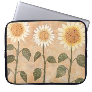 Drei Cottagecore-Terrakotta-Sonnenblumen Laptopschutzhülle