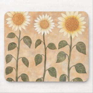 Drei Cottagecore-Terrakotta-Sonnenblumen Mousepad