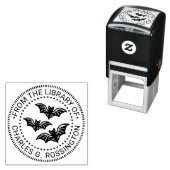 Drei Creepy Flying Bats Bibliotheksname Permastempel (Beispiel)