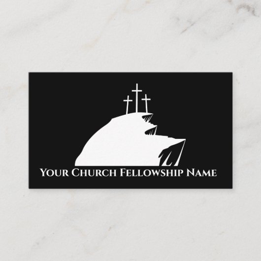 Drei Crosses Cliff Black/White Church Pastor Visitenkarte (Vorderseite)