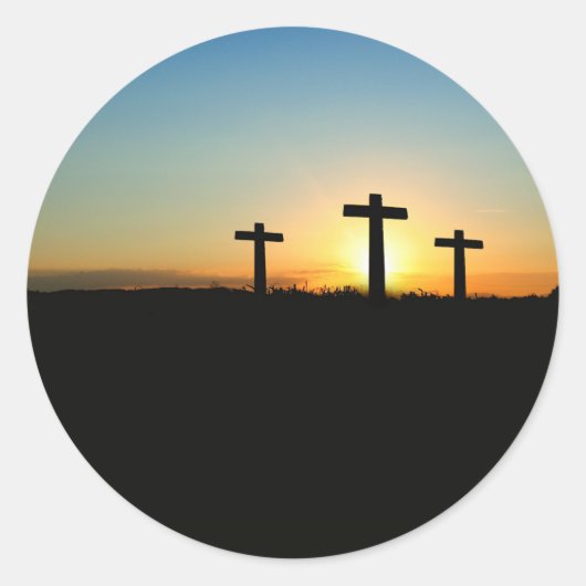 Drei Crosses Sunset Jesus Stickers (Vorderseite)