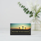 Drei Crosss Sunset Church Connection Card Visitenkarte (Stehend Vorderseite)