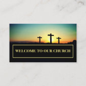 Drei Crosss Sunset Church Connection Card Visitenkarte (Vorderseite)