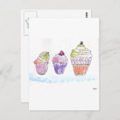 Drei Cupcakes Postkarte (Vorne/Hinten)