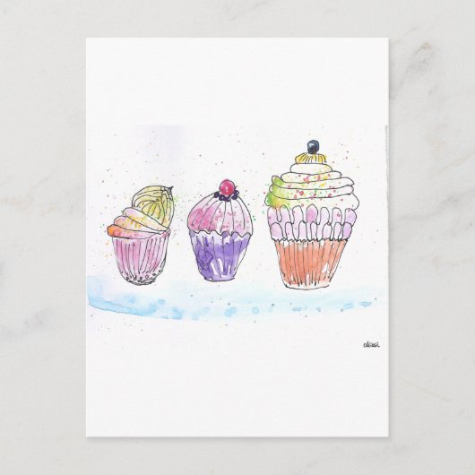 Drei Cupcakes Postkarte (Vorderseite)