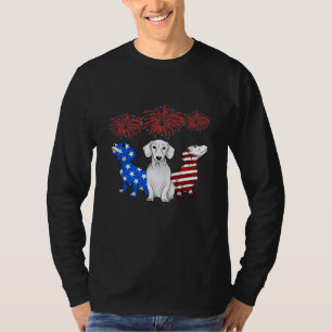 Drei Dackeln amerikanische Flagge Farbe 4. Juli T-Shirt