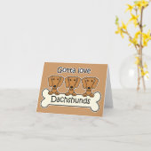 Drei Dackeln Karte (Gelbe Blume)