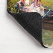 Drei Damen und ein Mann im Boot Mousepad (Ecke)