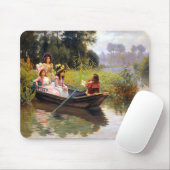 Drei Damen und ein Mann im Boot Mousepad (Mit Mouse)