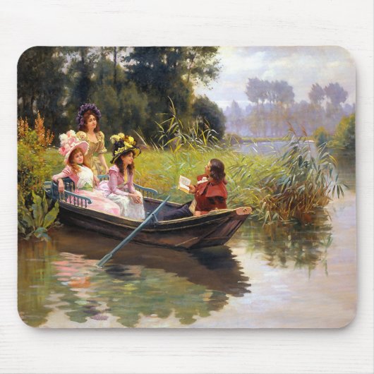 Drei Damen und ein Mann im Boot Mousepad (Vorne)