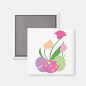 Drei dekorative Eier mit Blume Magnet (Vorderseite/Rückseite)
