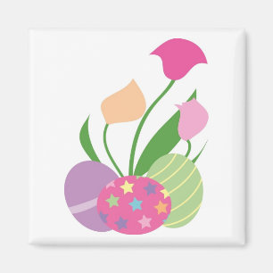 Drei dekorative Eier mit Blume Magnet
