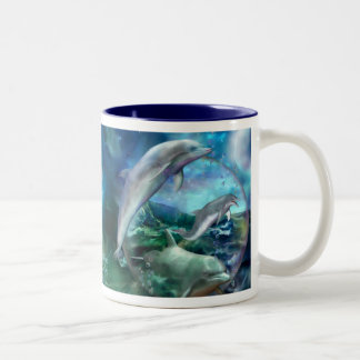 Drei Delphin-Kunst-Tasse Zweifarbige Tasse