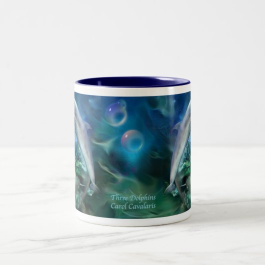 Drei Delphin-Kunst-Tasse Zweifarbige Tasse (Mittel)
