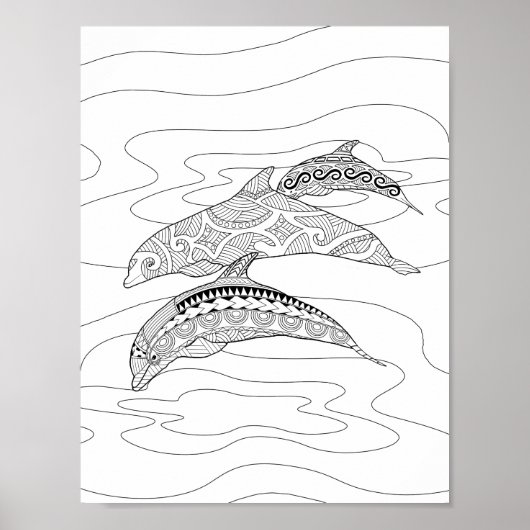 Drei Delphine Erwachsene Farbposter Poster (Vorne)