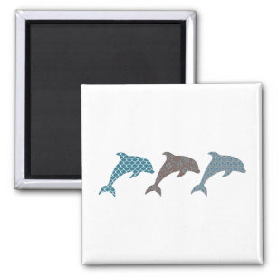 Drei Delphine springen in einer Reihe Magnet