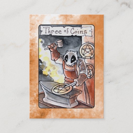 Drei der Münzen-Tarot-Geschäfts-Karte Visitenkarte (Vorderseite)