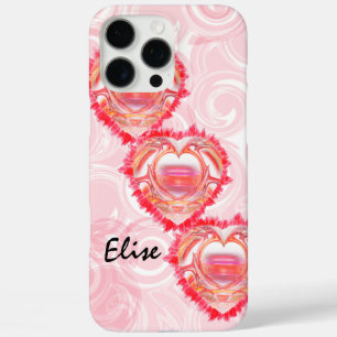 Drei diagonal gestapelte, zerfetzte Herzen Custom iPhone 16 Pro Max Hülle