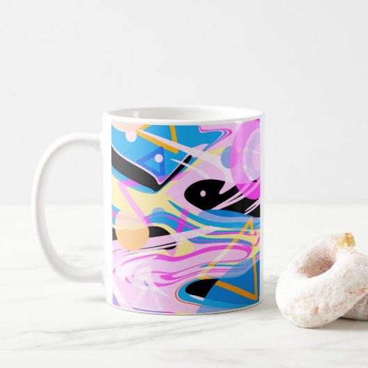 Drei dimensionale geometrische Abstrakte Malerei Kaffeetasse (Mit Donut)
