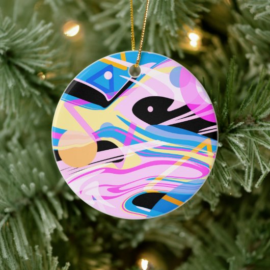 Drei dimensionale geometrische Abstrakte Malerei Keramik Ornament (Baum)