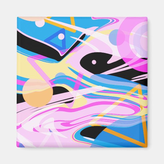 Drei dimensionale geometrische Abstrakte Malerei Magnet (Vorne)