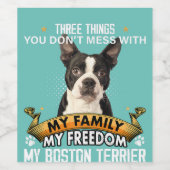 Drei Dinge, die man nicht mit Boston Terrier verwe Weinetikett (Einzelnes Label)