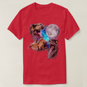 Drei Dinosaurier heulen am Mond T-Shirt (Design vorne)