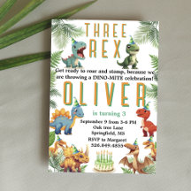 Drei Dinsoaur-Geburtstag, Aquarellt-Rex