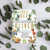 Drei Dinsoaur-Geburtstag, Aquarellt-Rex Einladung