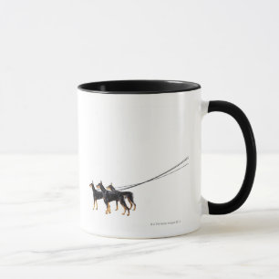 Drei Dobermann auf Leine Tasse