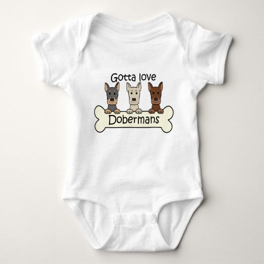 Drei Dobermann Baby Strampler (Vorderseite)
