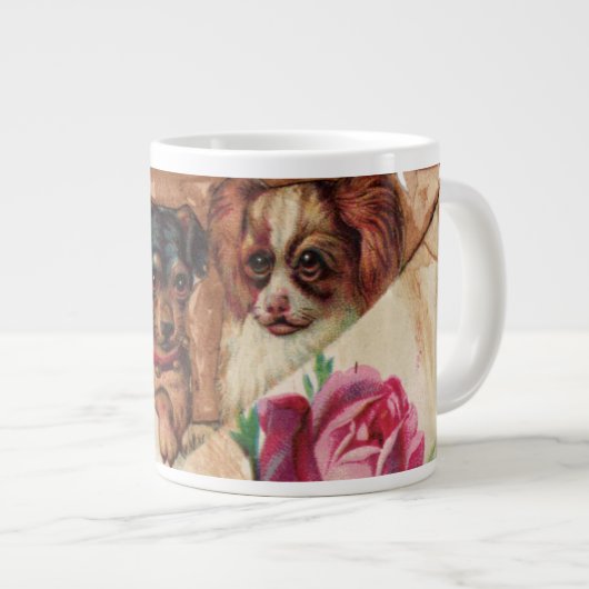 DREI DOGIEN MIT MONOGRAMM FÜR ROSE Jumbo-Tasse (Vorderseite Rechts)