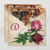 DREI DOGIEN MIT ROSE EINLADUNG (Vorne/Hinten)