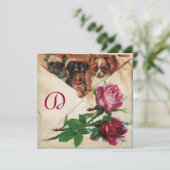 DREI DOGIEN MIT ROSE EINLADUNG (Stehend Vorderseite)