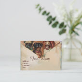 DREI DOGIEN MIT ROSE, Pergament, Monogramm Visitenkarte (Stehend Vorderseite)