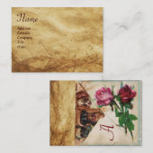 DREI DOGIEN MIT ROSE, Pergament, Monogramm Visitenkarte (Vorne/Hinten)