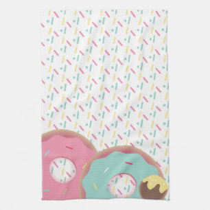 Drei Donuts Cake Pop glasiert mit Streuseln Lecker Geschirrtuch